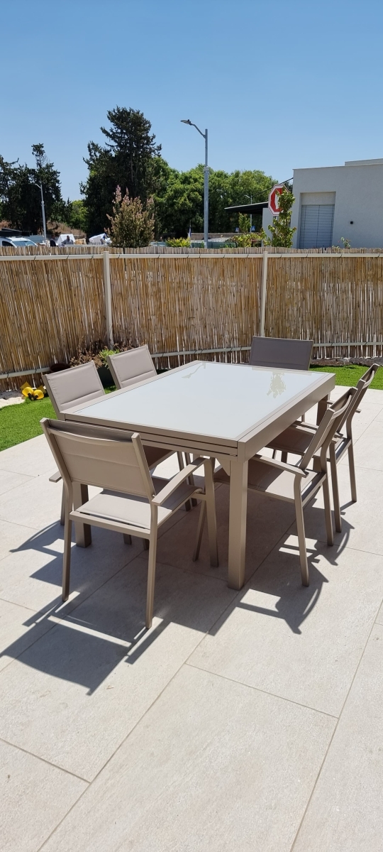 שולחן אלומיניום נפתח 270*150*100 מוקה+6 כסאות בורמא BURMA ATC2260